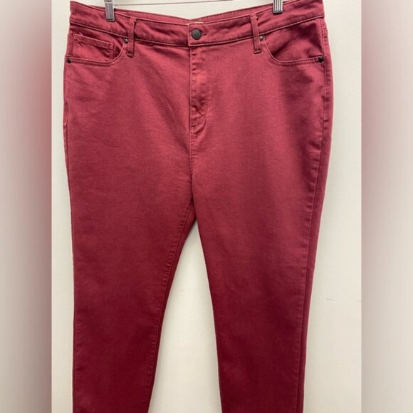 United Colors Of Benetton Burgundy High Rise Jeans Size 14 - Picture 2 of 6